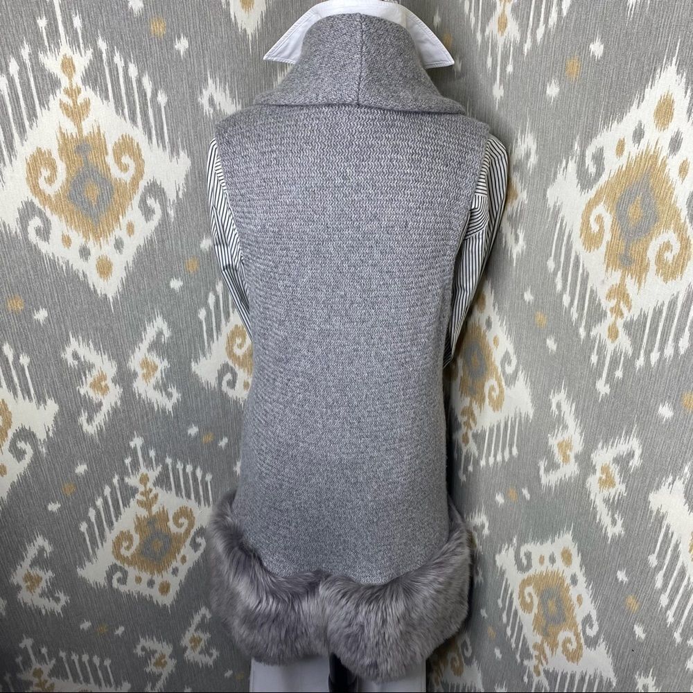 Ralph Lauren Pre-Fall ‘14 Collection Gray Cashmere Shearling Open Cardigan Vest - Picture 14 of 16